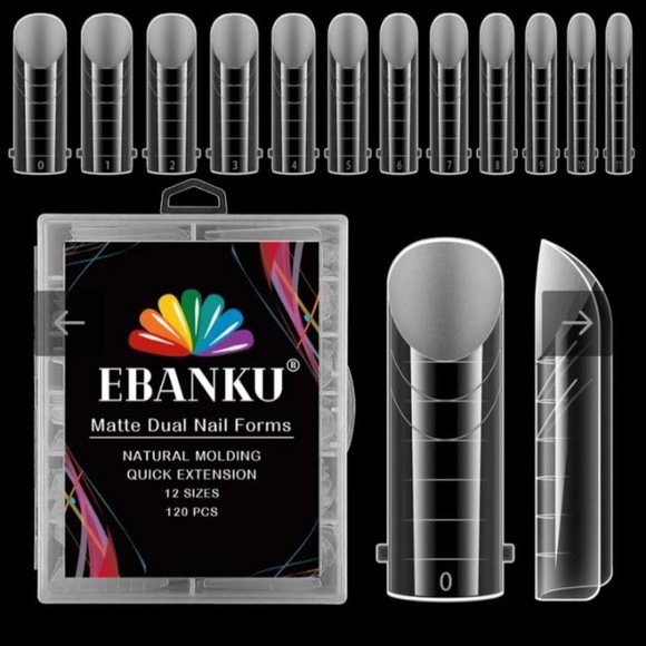 Ebanku False Nail System NEW Matte Dual Nail Forms 120 Pieces (12 Sizes) W/Case - Picture 2 of 8